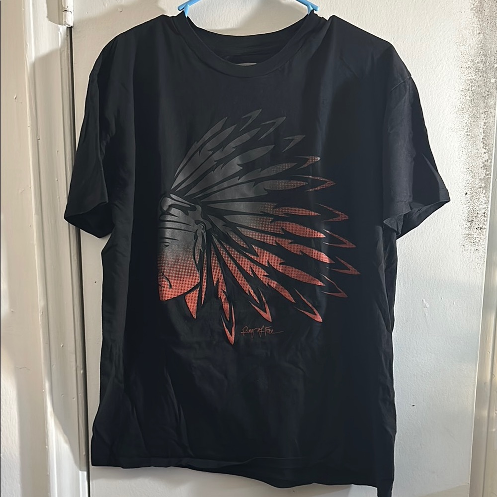 Black Graphic T-Shirt with Red Design
